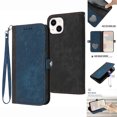 thumbnail image 1 of ELEHOLD for iPhone 14 Plus Wallet Case with Detachable Wrist Strap Handbag, Luxury PU Leather Flip Soft TPU Built-in Magnetic Card Slots Kickstand Function Shockproof Protective Cover Case,Blue, 1 of 7