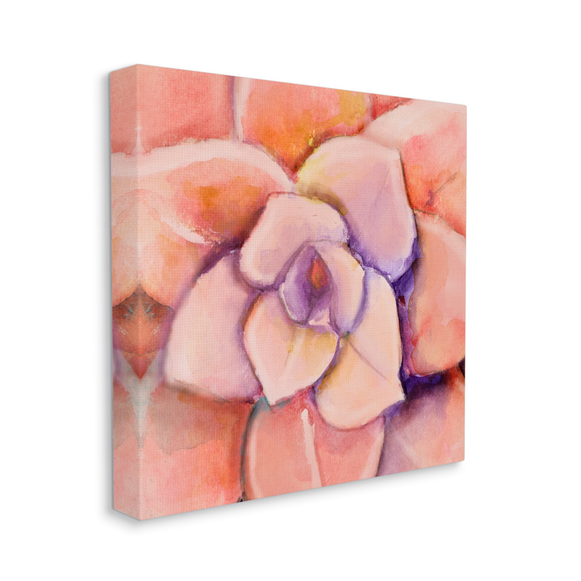 Stupell Industries Pink Flower Petals Painting Botanical & Floral Painting Gallery Wrapped Canvas Print Wall Art, 17 x 17