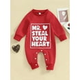 thumbnail image 2 of FEORJGP Infant Baby Girls Boys Sweatshirts Rompers Newborn Valentine's Day Clothes Long Sleeve Jumpsuit Heart Letter Print Bodysuit Crew Neck Jumpsuits Toddler Loose Casual Daily Outfits, 2 of 8