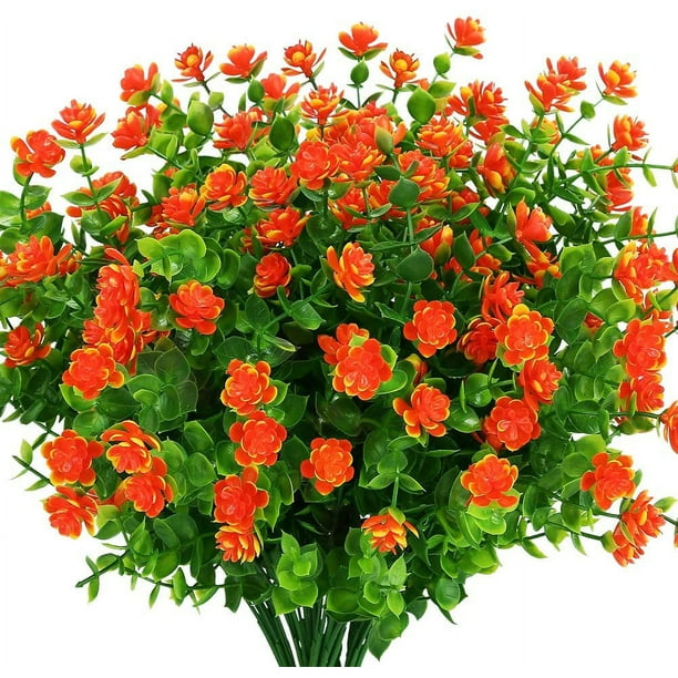 Flores artificiales falsas para exteriores, plantas de boj resistentes a los rayos UV, arbustos, paquete de 9, vegetación de plástico sintético para interiores y exteriores, macetero colgante, hogar, oficina, boda, granja, decoración, rojo atardecer Sailing Electrónica