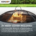 thumbnail image 2 of Sunjoy Stone Fire Pit 26 Inch, Outdoor Round Wood Burning Fire Pits with Spark Screen and Poker  Grey, 2 of 8