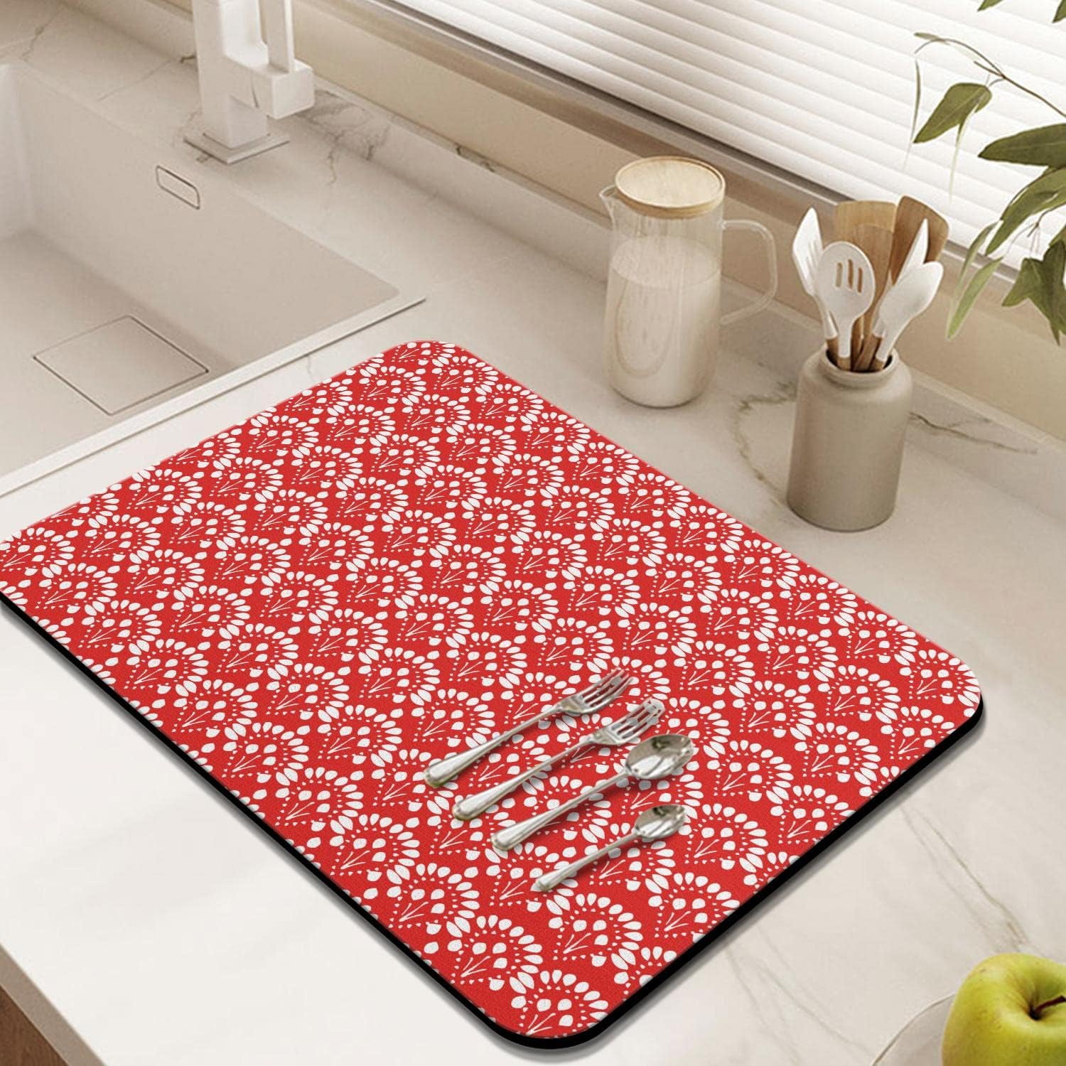 Coffee Bar Mat Accessories for Countertop Super Absorbent Anti-Slip Silicone Dish Drying Mats for Kitchen Counter Draining Pad Decor Gift Fit Coffee Maker Coffee Pot Espresso Machine 24inx18in