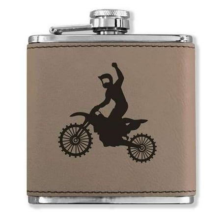 Motocross Leather - Faux Leather Flask - Motocross - Light Brown