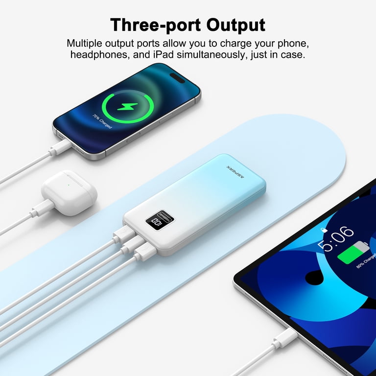 AsperX 2-Pack Portable Charger, 10000mAh Power Bank, 22.5W Fast