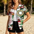 thumbnail image 3 of Christmas in July Shirt for Women Hawaiian Xmas Button Down Shirts Funny Santa Claus Tshirt Casual Holiday Tee Tops Summer Clothes, 3 of 6