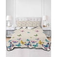 thumbnail image 2 of Full Size Quilt Bedding Set, Vintage Colorful Butterfly Reversible Summer Quilt 3 Pieces, Watercolor Butterflies Rustic Lightweight Bedspreads Coverlets with 2 Pillow Shams for All Seasons, 2 of 5