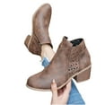 thumbnail image 4 of Mgmyaa Women's Martin Ankle Boots Lace Up Booties Mid Block Heel with Buckle, 4 of 9