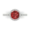 thumbnail image 2 of 1.86ct round cut red natural garnet 18k white gold halo Bridal Wedding Engagement Promise Anniversary Ring for Women size 10.5, 2 of 7