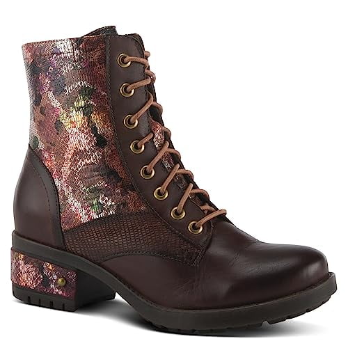 L'Artiste by Spring Step Marty Met Hand Painted Metallic Floral Ankle Boots for Women | Shoes for Women with Arch Support and Flexible Sole