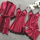 thumbnail image 4 of Ploknplq Pajamas for Women Set,Cotton Pajamas for Women Set,Lounge Sets for Women,Sleepwear Lace Robe Dress Set Pajamas Nightdress Silk,Silk Pajamas for Women,Cute Pajama Sets for Women Red S, 4 of 5