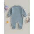 thumbnail image 4 of Loicainy Toddler Baby Boy Girl Fleece-lined Sweatshirt Romper 3 6 9 12 18 Months Solid Color Long Sleeve Jumpsuit for Newborn Cute Clothes, 4 of 9