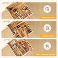 thumbnail image 3 of Yofidra Pure Bamboo Silverware Drawer Organizer: 16.9x18.9 Expandable Large Silverware Utensil Tray Holder, 5-Compartment with 6 Card Slots Flatware Organizer Kitchen Organize, 3 of 7