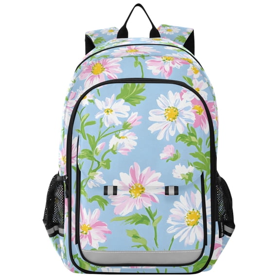 FORMRS Unisex School Backpack 17" Student Travel Bag with Laptop Compartment, Blue Floral