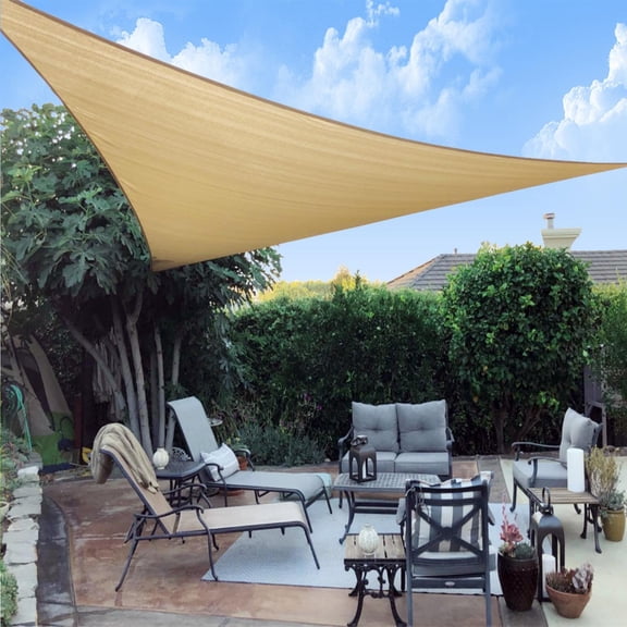 SUNNY GUARD Sun Shade Sail 10/12/16.5/20FT Triangle UV Block Sunshade Canopy for Outdoor, 16.5'x16.5'x16.5' Sand