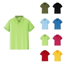 Kids Boys Girls Short Sleeve Polo Shirt - Button Down Collared Neckline, Comfortable & Soft Stretch Pique Fabric for Golf School Uniforms