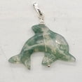 thumbnail image 2 of Moss Agate Dolphin Sterling Silver Pendant | 1 1/2" Long | Green | 1 Pendant |, 2 of 9