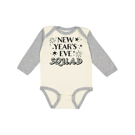 

Inktastic New Year s Eve Squad with Stars in Black Boys or Girls Long Sleeve Baby Bodysuit