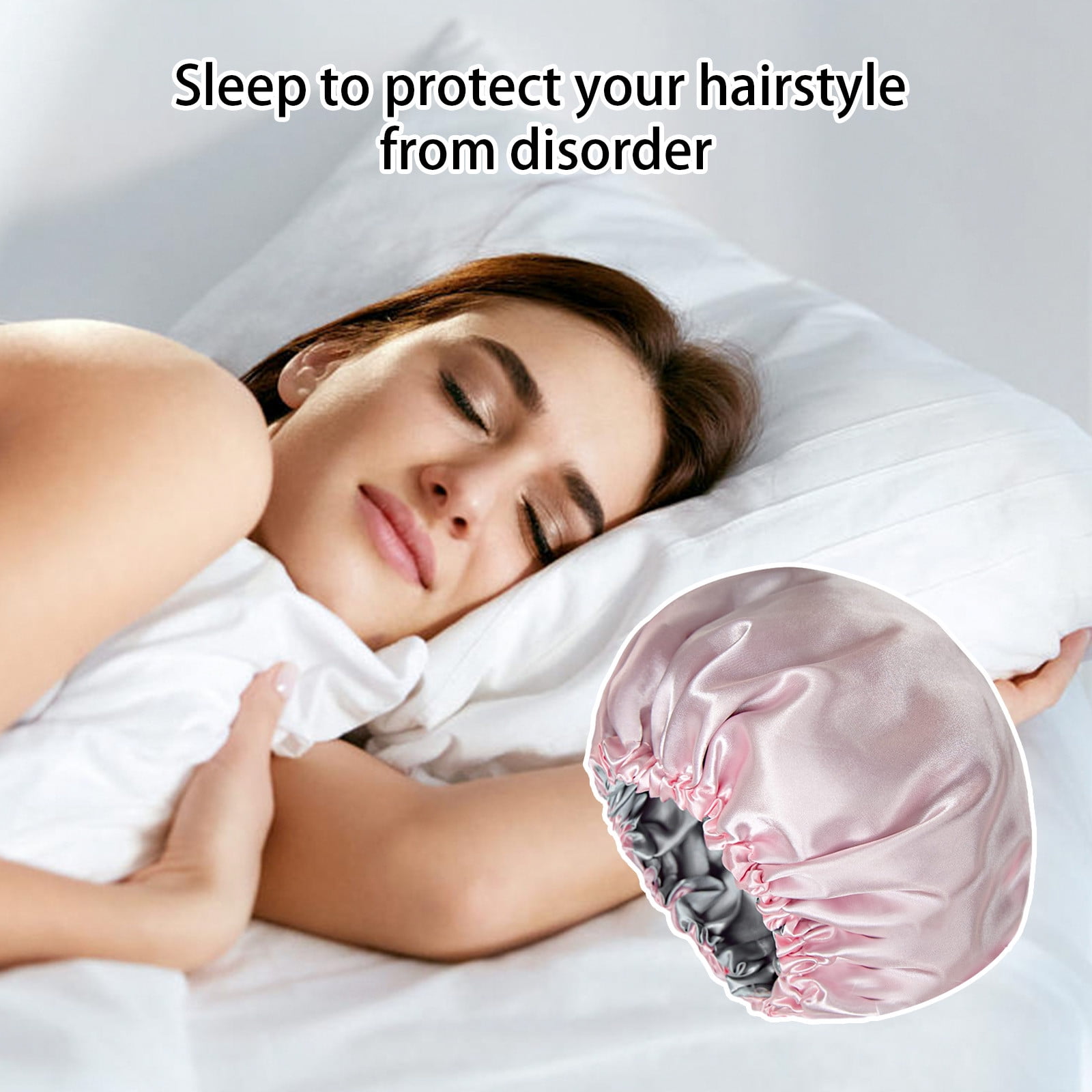 Weloille Reversible Silk Satin Cap For Sleeping, Adaptable Button Silk Satin Hair Cap, Fashionable Double Layer Hair Cap