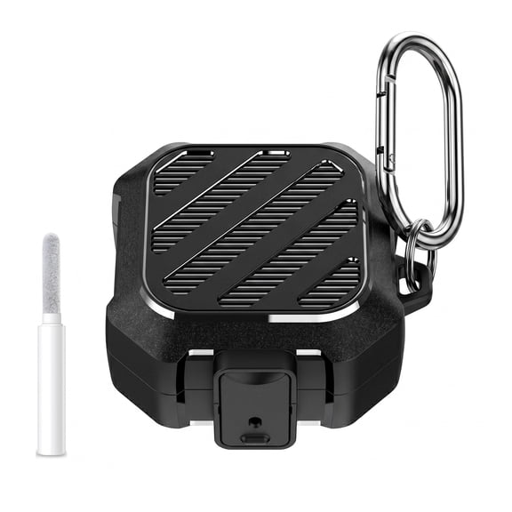 Dteck Safety Lock Case for Samsung Galaxy Buds 4 / Galaxy Buds 4 Pro Case, with Cleaning Kit and Carabiner,Black