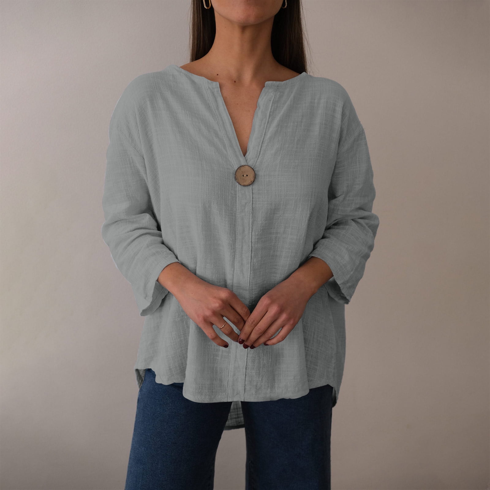 Blouses Femmes Col En V Tops Orange Foncé Chemise Classique Printemps Automne Confortable Respirant - Chine Blouse Pour Femme Et Chemise Orange Foncé Prix