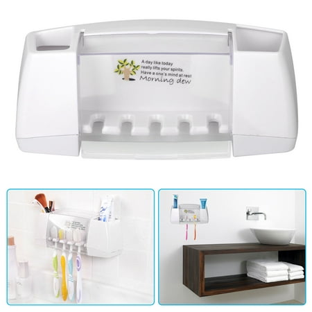 TSV Toothpaste Toothbrush Holder Home Bathroom Wall Mount Stand Storage Rack, No Wall Punching, (Best Way To Store Toothbrush In Bathroom)