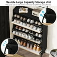 thumbnail image 3 of Narrow Shoe Storage Cabinet with 3 Flip-Drawers, Entryway Free Standing Shoe Rack Organizer for Hallway, Closet, Oak/ Black, 3 of 7