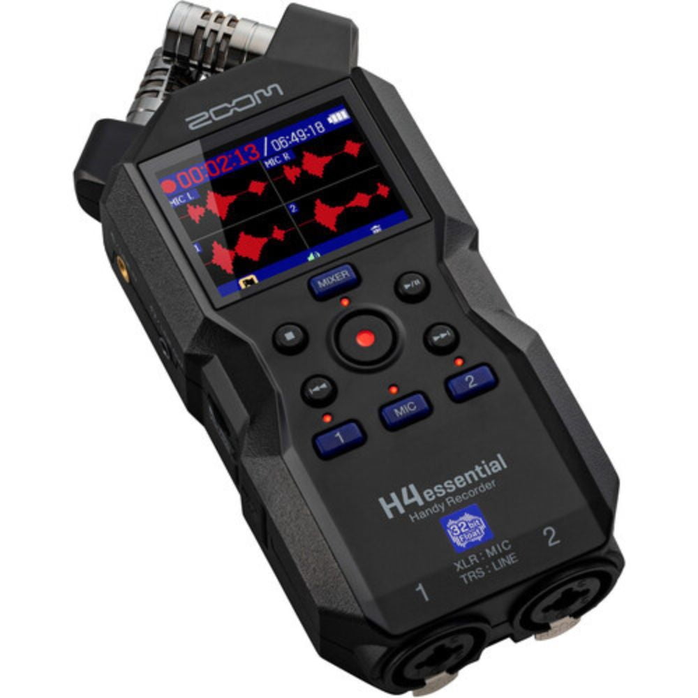 Zoom H4essential 4-Track 32-Bit Float Portable Audio Recorder Bundle with Zoom ZDM-1 Podcast Mic Pack, 16GB microSDHC Memory Card, and Kellards Cleaning Pack
