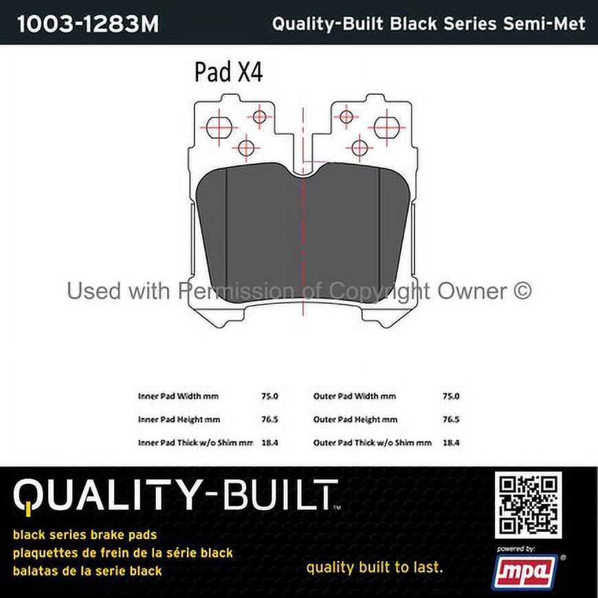 Mpa Electrical 1003-1283M Quality Built Black Series Semi Metallic Brake