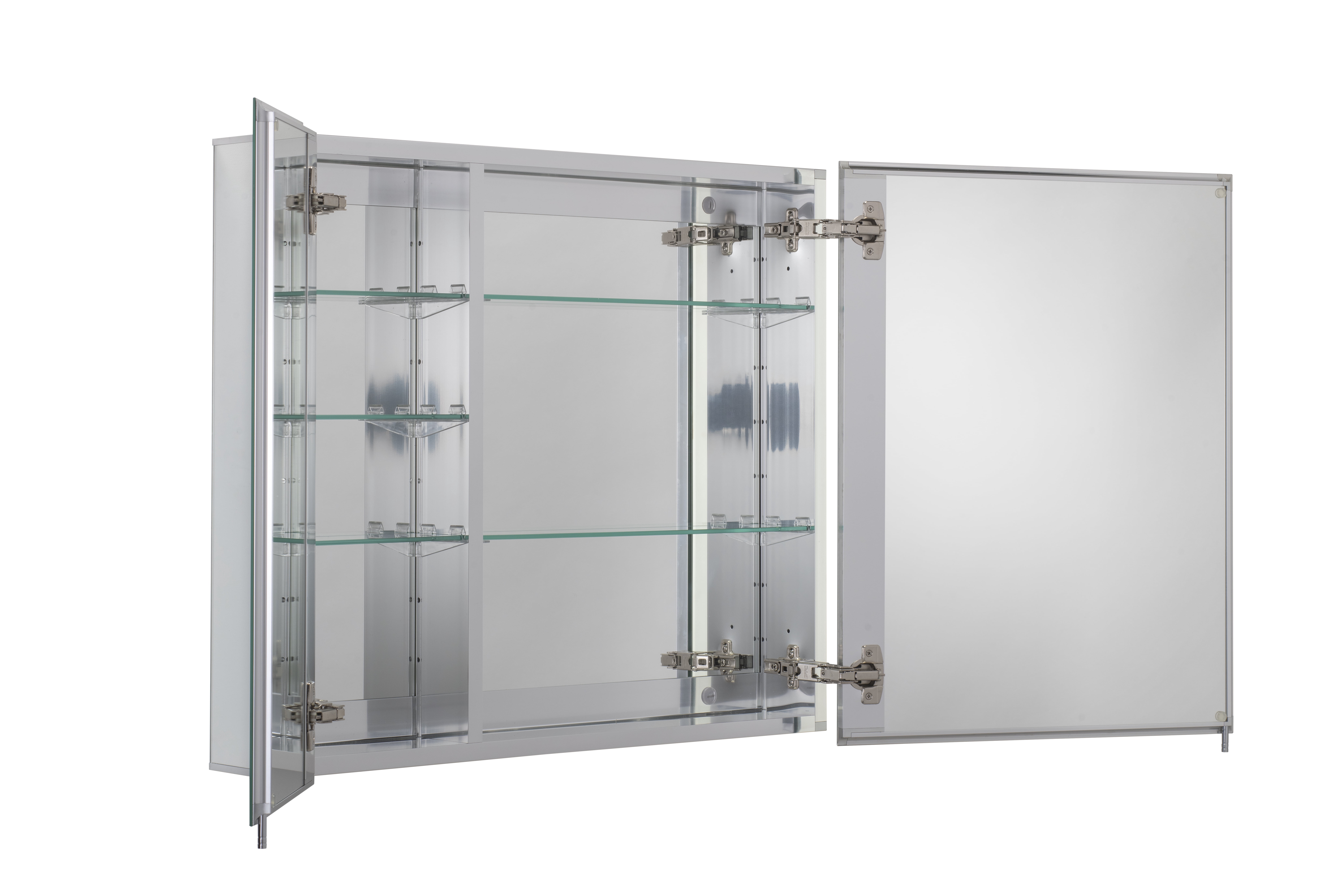 Croydex Halton Double Door Aluminium Bathroom Medicine Cabinet in Chrome (30x26in)