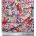 thumbnail image 1 of Soimoi Orange Velvet Fabric Floral,Insect & Parrot Bird Print Fabric by Yard 58 Inch Wide, 1 of 3