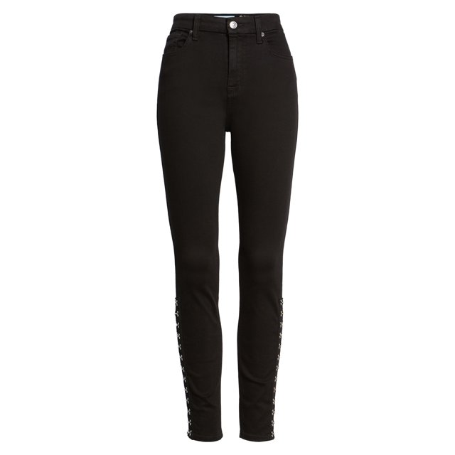 Jeans ajustados 7 For All Mankind para mujer con dobladillo de gancho negro 30