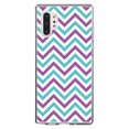 thumbnail image 1 of DistinctInk Clear Shockproof Hybrid Case for Galaxy Note 10 PLUS (6.8" Screen) - TPU Bumper, Acrylic Back, Tempered Glass Screen Protector - Purple Teal Stripes - Stripes Pattern, 1 of 1