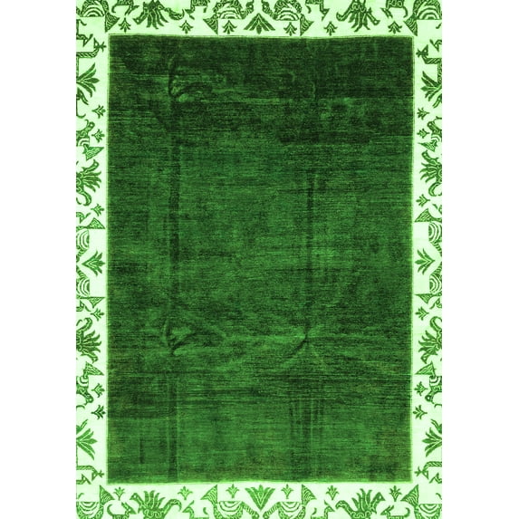 Ahgly Company Indoor Rectangle Abstract Green Modern Area Rugs, 2' x 3'