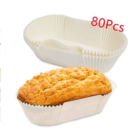 Loaf Bread Baking Liners, Disposable Paper Loaf Bread Pan Liners, Loaf Bread Tin Liners, 80 Pieces（White）Great for Christmas