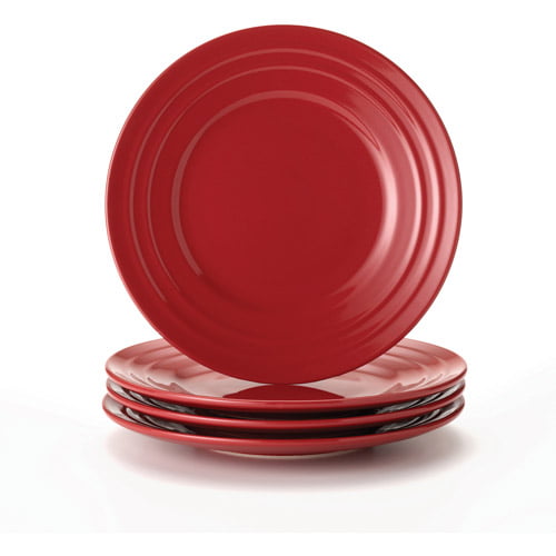 Set of 4 Rachael Rachel Ray Double Ridge Salad Plates RED 