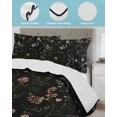 thumbnail image 3 of Twin XL Quilt Bedding Set, Black Green Flowers Reversible Summer Quilt 3 Pieces, Spring Floral Elegant Pastoral Lightweight Bedspreads Coverlets with 2 Pillow Shams for All Seasons, 3 of 5