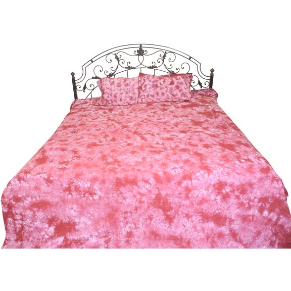 Exotic India Pure Cotton Bedspread Batik-Dyed With Two Pillowcase Set from Rajasthan