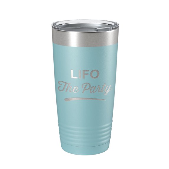 LIFO The Party Tumbler Funny Travel Mug Insulated Laser Engraved Coffee Cup Gift CPA Tax Accountant Bookkeeper 20 oz Light Blue