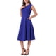 thumbnail image 4 of Vestidos de cuello en V con muesca INSPIRE CHIC para mujeres, vestido elegante de oficina A-Line con bolsillos S azul real, 4 of 6