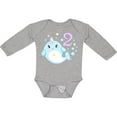 thumbnail image 3 of Inktastic Happy 2nd Birthday with Cute Narwhal Stars and Bubbles Boys or Girls Long Sleeve Baby Bodysuit, 3 of 5