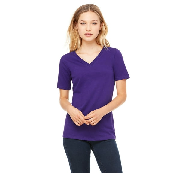 Bella Canvas Women's Relaxed Jersey Short Sleeve V-Neck Tee