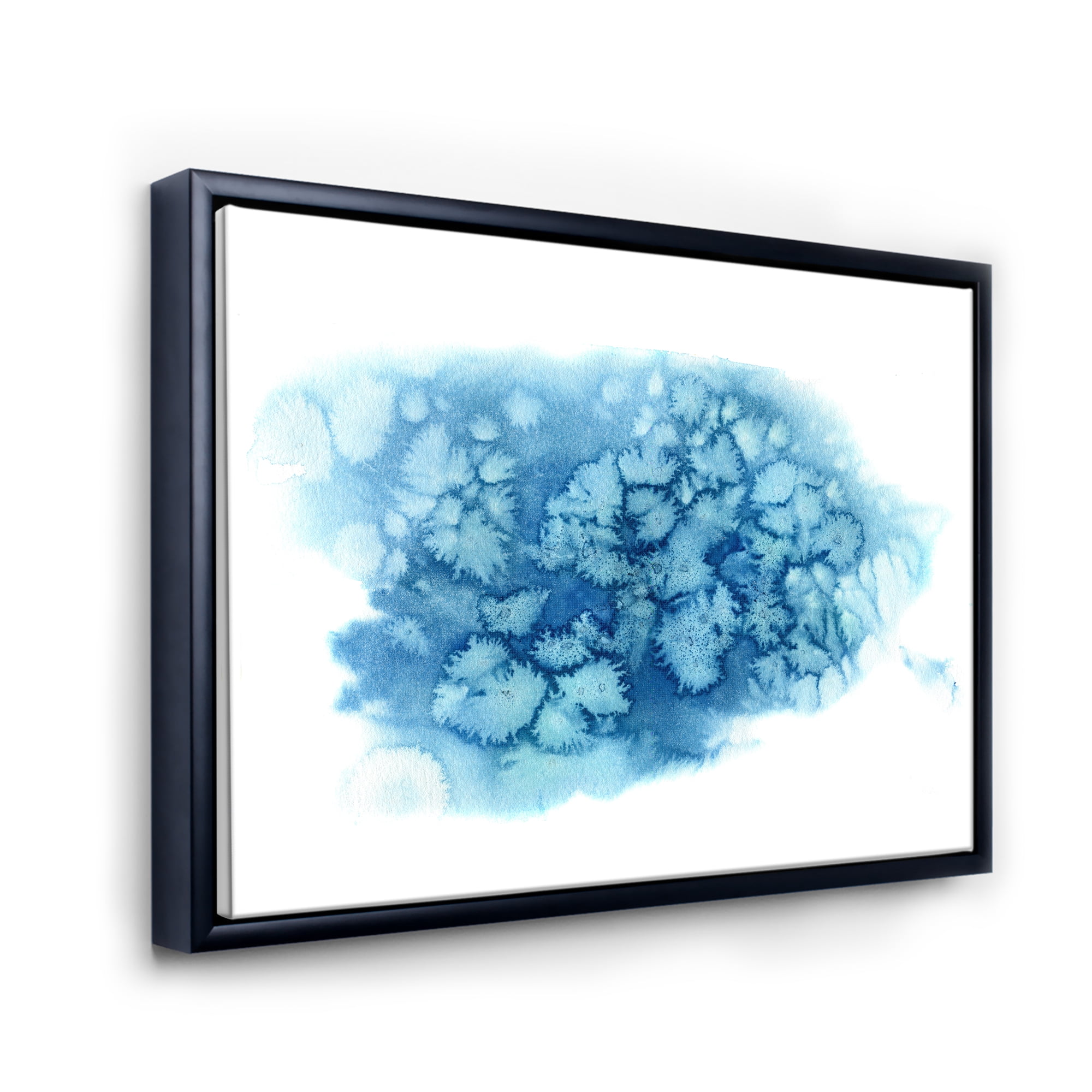 Designart 'Abstract Blue Turquoise Cloud' Modern Framed Canvas Wall Art Print