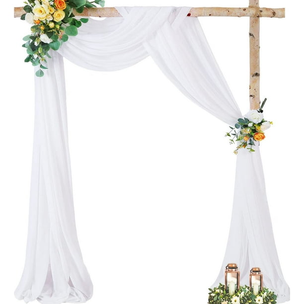 Conjunto de paneles de tela de arco de boda blanco - 5 * 7FT, paquete de una pieza de tela de gasa - Decoración de boda, ceremonia, techo, arco, decoración de cortina Paquete de una pieza oso de fresa Electrónica