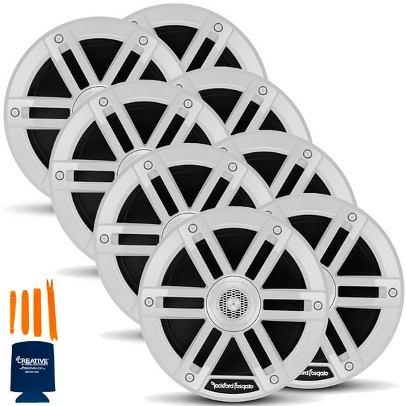 Rockford Fosgate 4 Pair M0-65 M0 Series 6.5” Marine 2-Way System- 65 Watts Rms, 250 Watts Peak, White Grilles Included