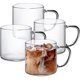 thumbnail image 1 of Juego de 4 tazas de café de vidrio grandes de 14 onzas con asas antiescaldadas, tazas transparentes ligeras y duraderas para café con capuchino americano, té, leche, jugo de café expreso, 1 of 17