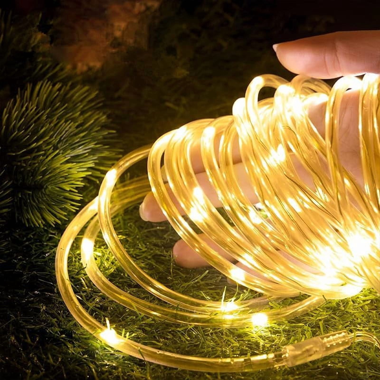 SHANJIA Solar Rope String Lights, 7.5M/25ft 50LEDs Waterproof Copper Wire Lights Tube, Outdoor Rope Lights for Garden Yard Path Fence Tree Wedding Party Decorative