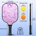 thumbnail image 4 of Pickleball Paddles Set Of 2, Fiberglass Surface, Liquid & Marble Print, 4 Balls & Bag, 4 of 5