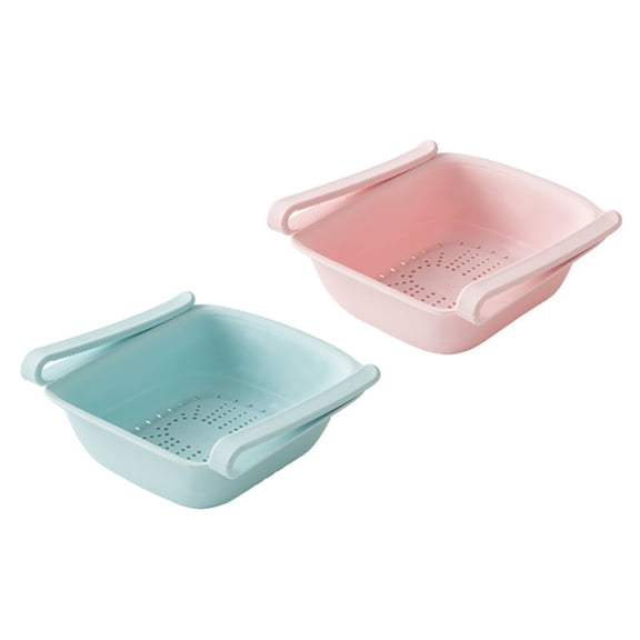 DINHEAROM 2Pcs Blue Plastic Basket for Draining and Storing in the Kitchen