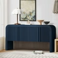 thumbnail image 2 of Striped Accent Cabinet with 4 Doors, Atumon Buffet Cabinet with Adjustable Shelves, Modern Accent Cabinet Furniture for Hallway Entryway Living Room, 63"L x 14.9"W x 31.8"H, Blue, 2 of 10