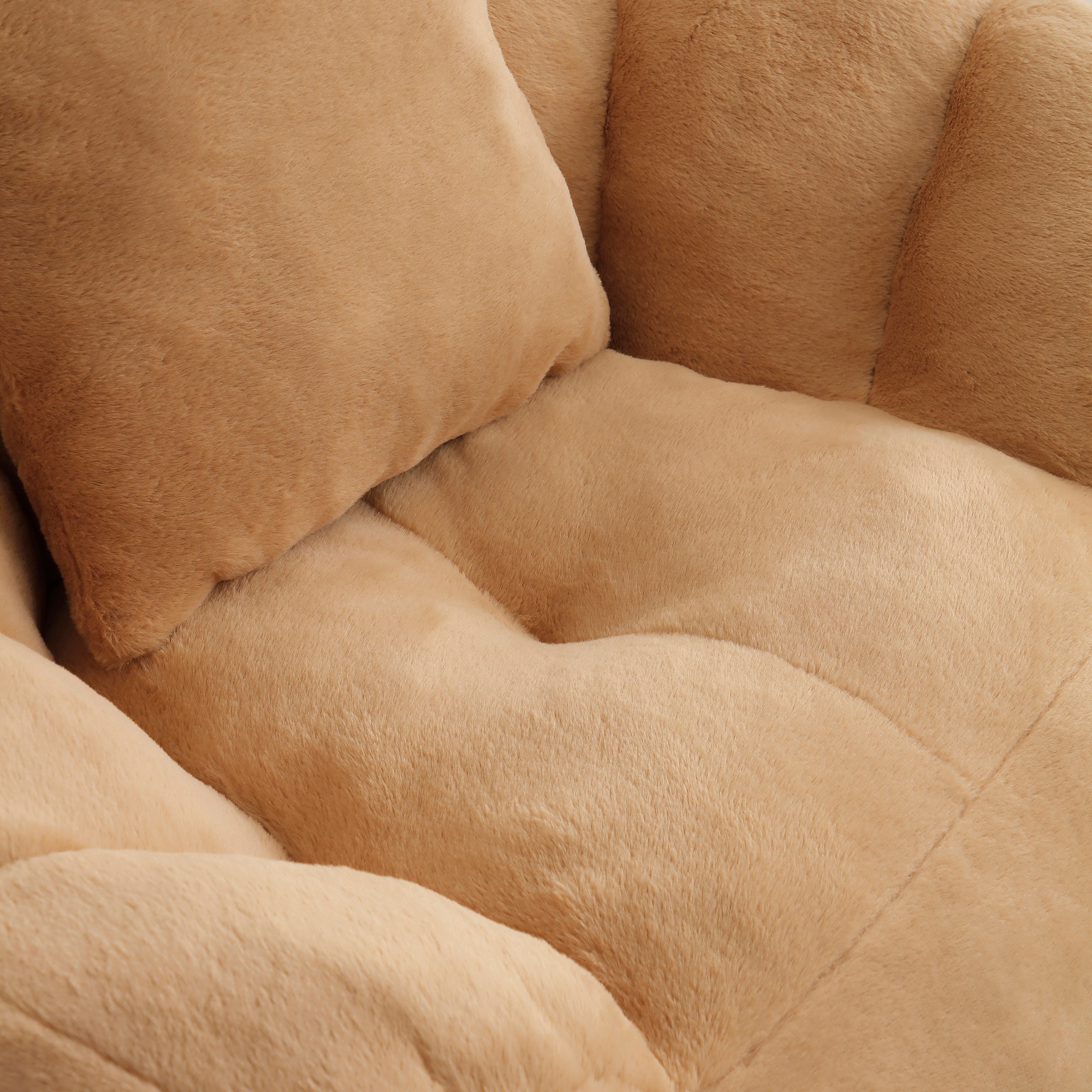 Giant Bean Bag Chair Withfootstool, Oversized Bean Bag for Adults and Kids, Faux Fur Shell-Shaped Large Chair with Filler, Stuffed Big Accent Sofa, Floor Sofa for Reading Living Room Bedroom (Orange)